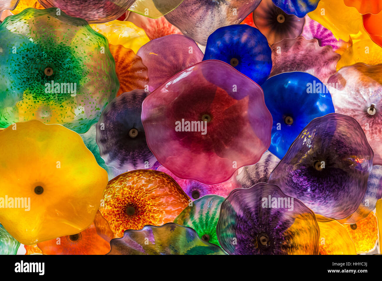 The Hand Blown Glass Flower Ceiling at the Bellagio Hotel Stock Photo