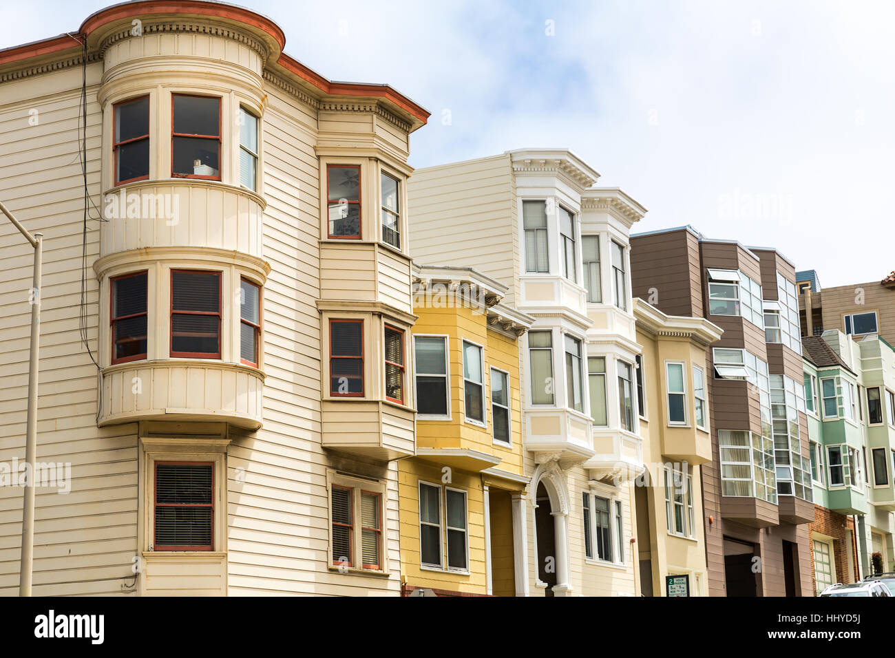 San Francisco architecture, wooden houses on hill Stock Photo Alamy