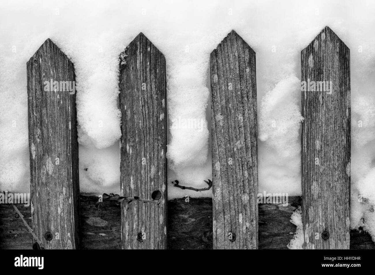 Old Rural Wooden Fence Covered with Winter Snow Stock Photo - Alamy