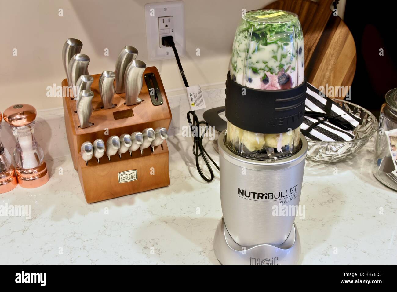 Making a smoothie with the NutriBullet blender in a modern kitchen Stock  Photo - Alamy