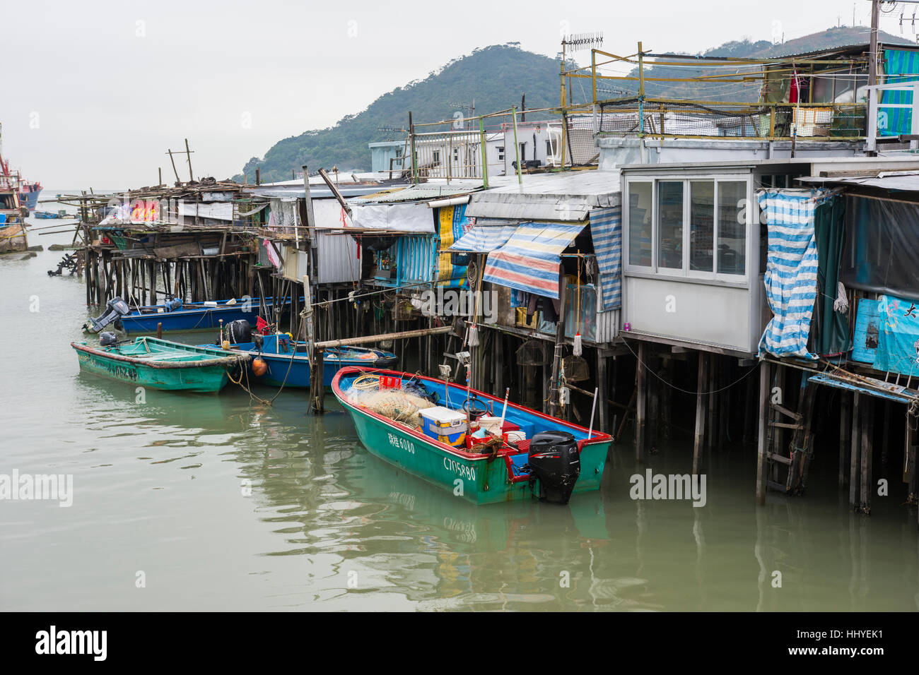 typical houses on stilts in the village of Tai O Stock Photo