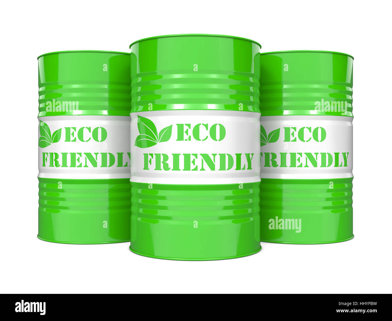 Eco Friendly Fuel Concept Three Green Barrels On White Background Stock Photo Alamy