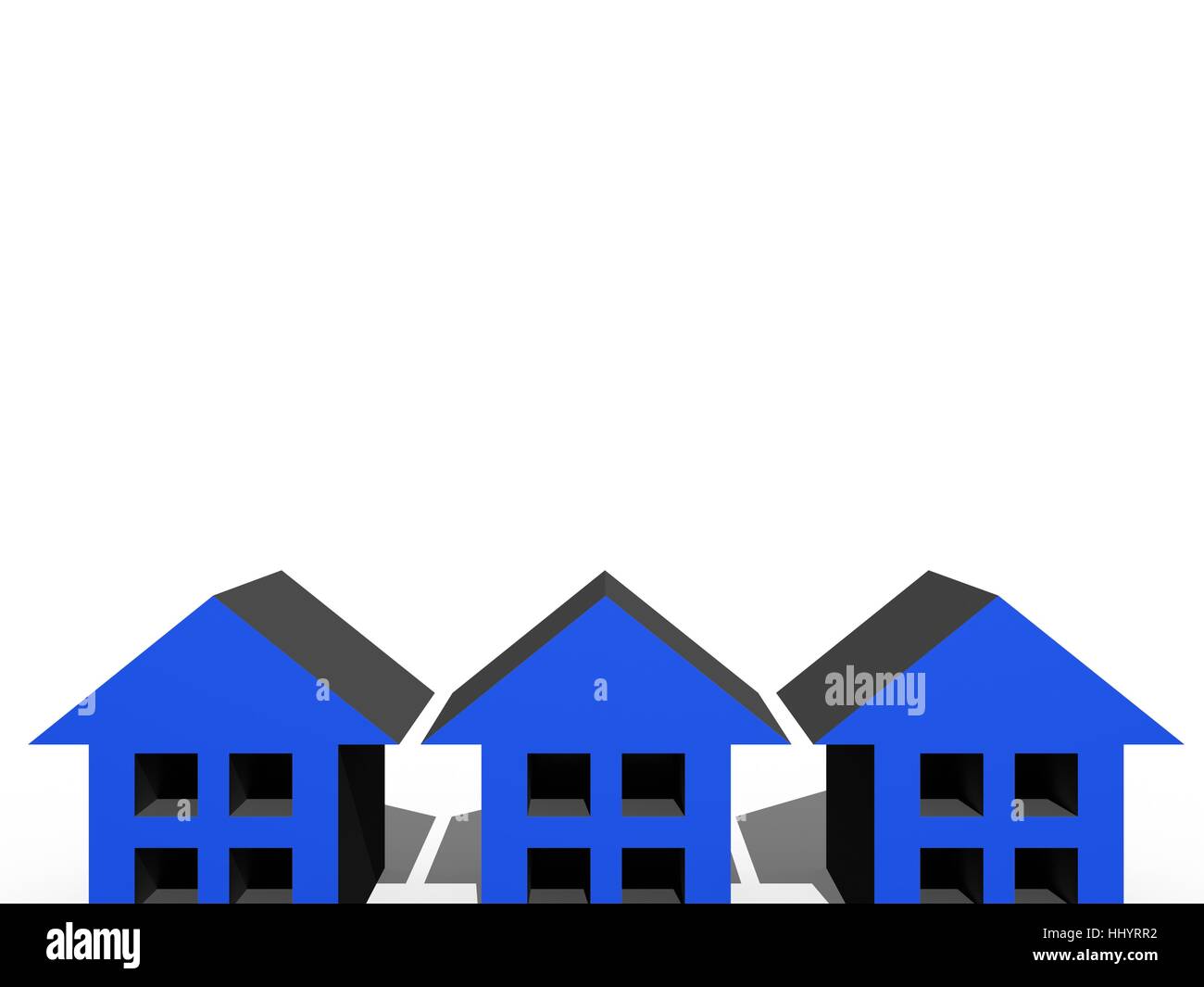 3D houses isolated against a white background Stock Photo - Alamy