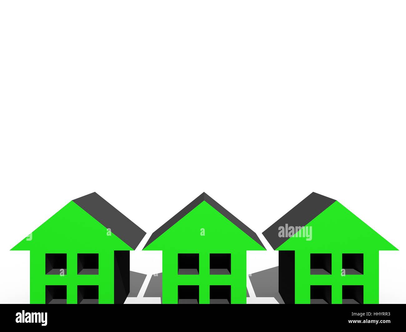 3D houses isolated against a white background Stock Photo - Alamy