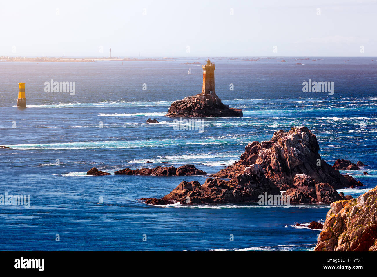 Lighthouse at Point du Raz, Brittany, France Stock Photo