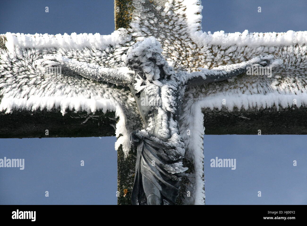 cross with rime Stock Photo