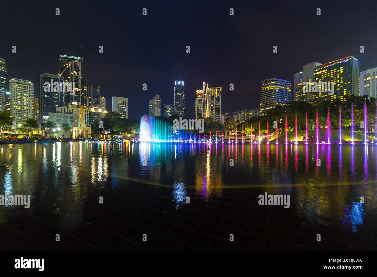Kuala Lumpur Malaysia City Skyline from KLCC Park by Symphony Lake at ...