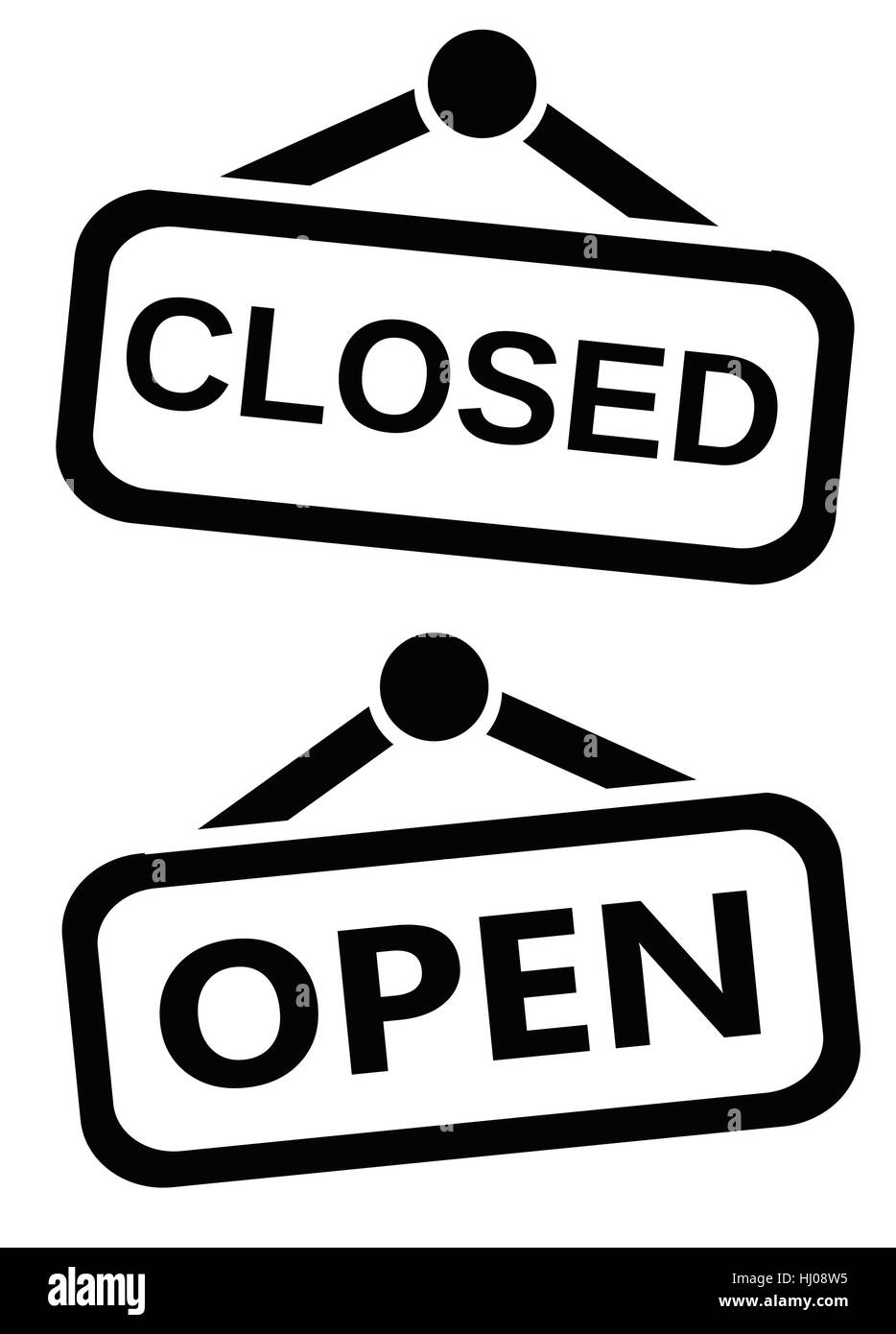 Open and closed shop signs isolated on white background Stock Photo Alamy