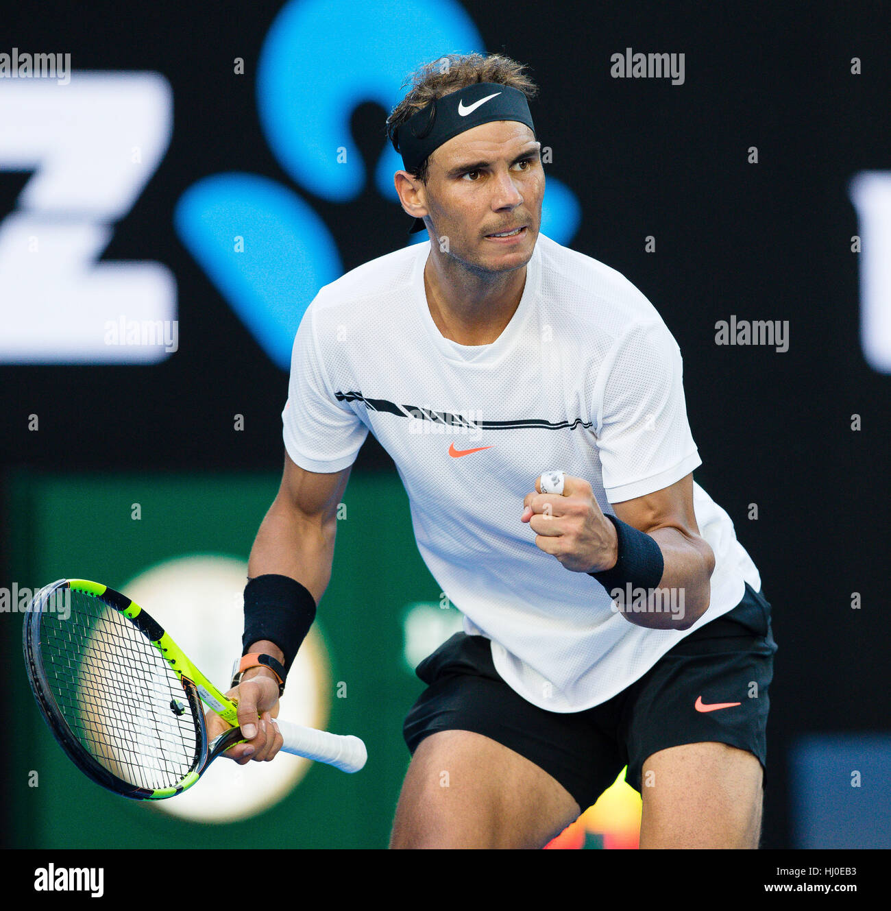 Melbourne, Australia. 21st Jan, 2017. Rafael Nadal of Spain at the 2017 Australian Open at Melbourne Park in Melbourne, Austr Credit: Frank Molter/Alamy Live News Stock Photo