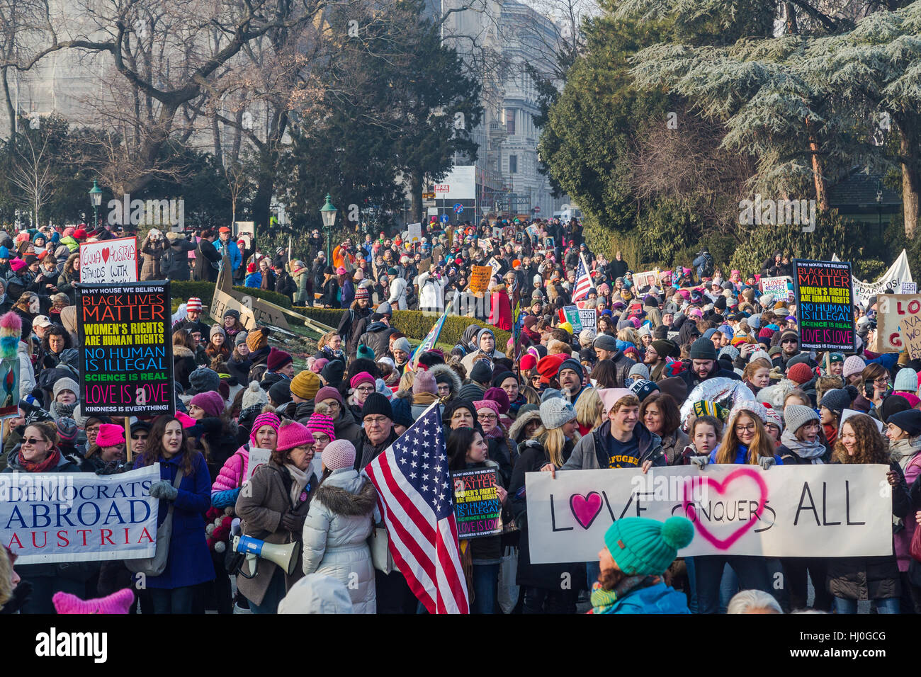 Vienna, Austria. 21st Jan, 2017. A peaceful protest in Vienna Austria