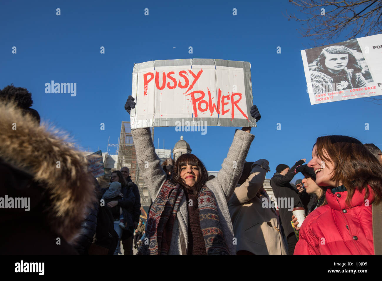 London. UK 21st January. Thousands attend the women's march on London, which started at the US embassy and finished in Trafalgar Square. Credit Carol Moir/AlamyLiveNews. Stock Photo