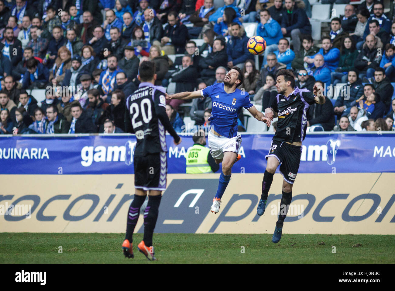Oviedo, Spain. 21st Jan, 2017. Real Oviedo forward Toche and Real