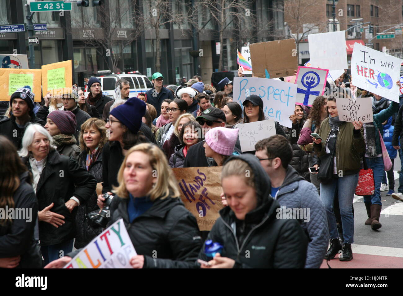 Tens of Thousands Attend Women’s March In New York Stock Photo - Alamy