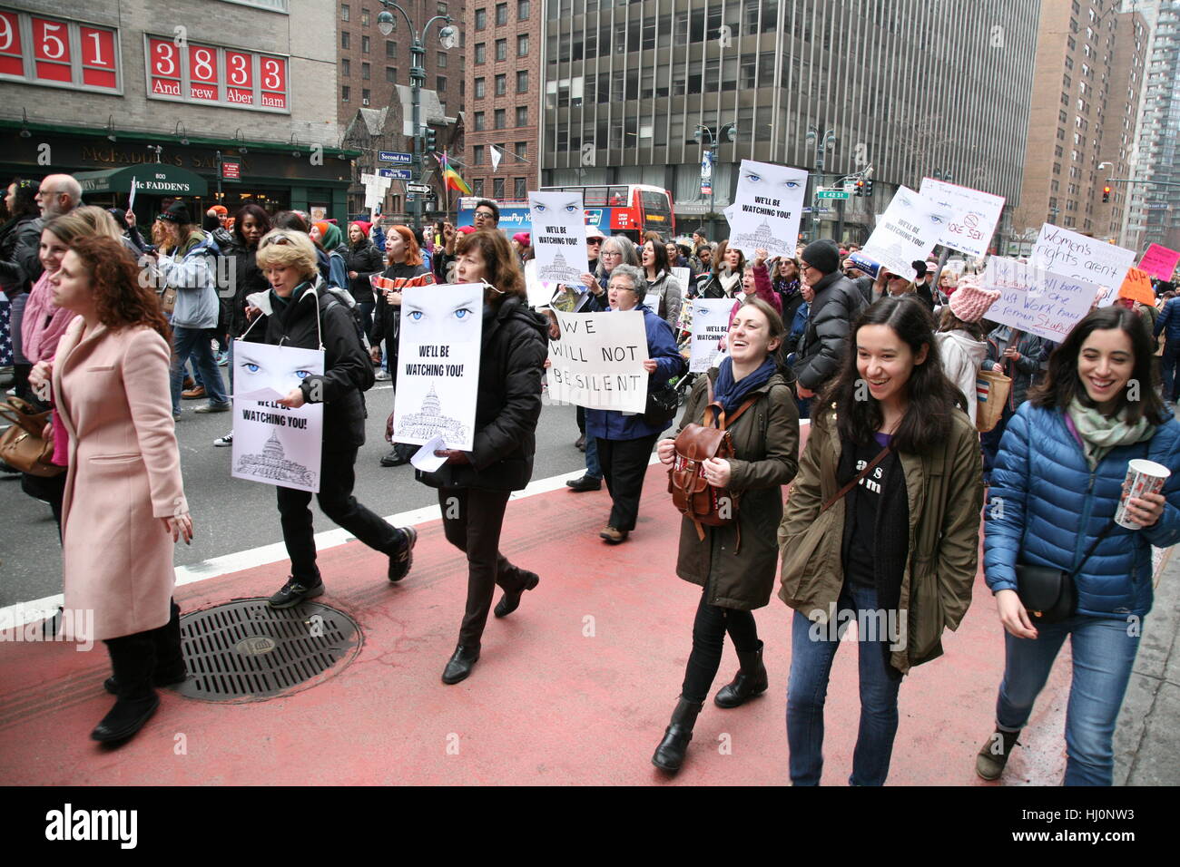 Tens of Thousands Attend Women’s March In New York Stock Photo - Alamy