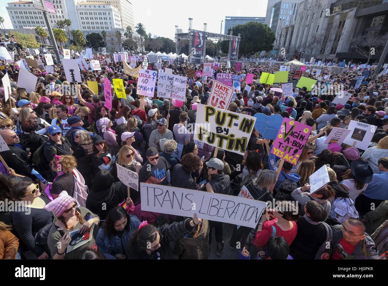 Los Angeles, USA. 21st Jan, 2017. Protesters fill the streets of ...