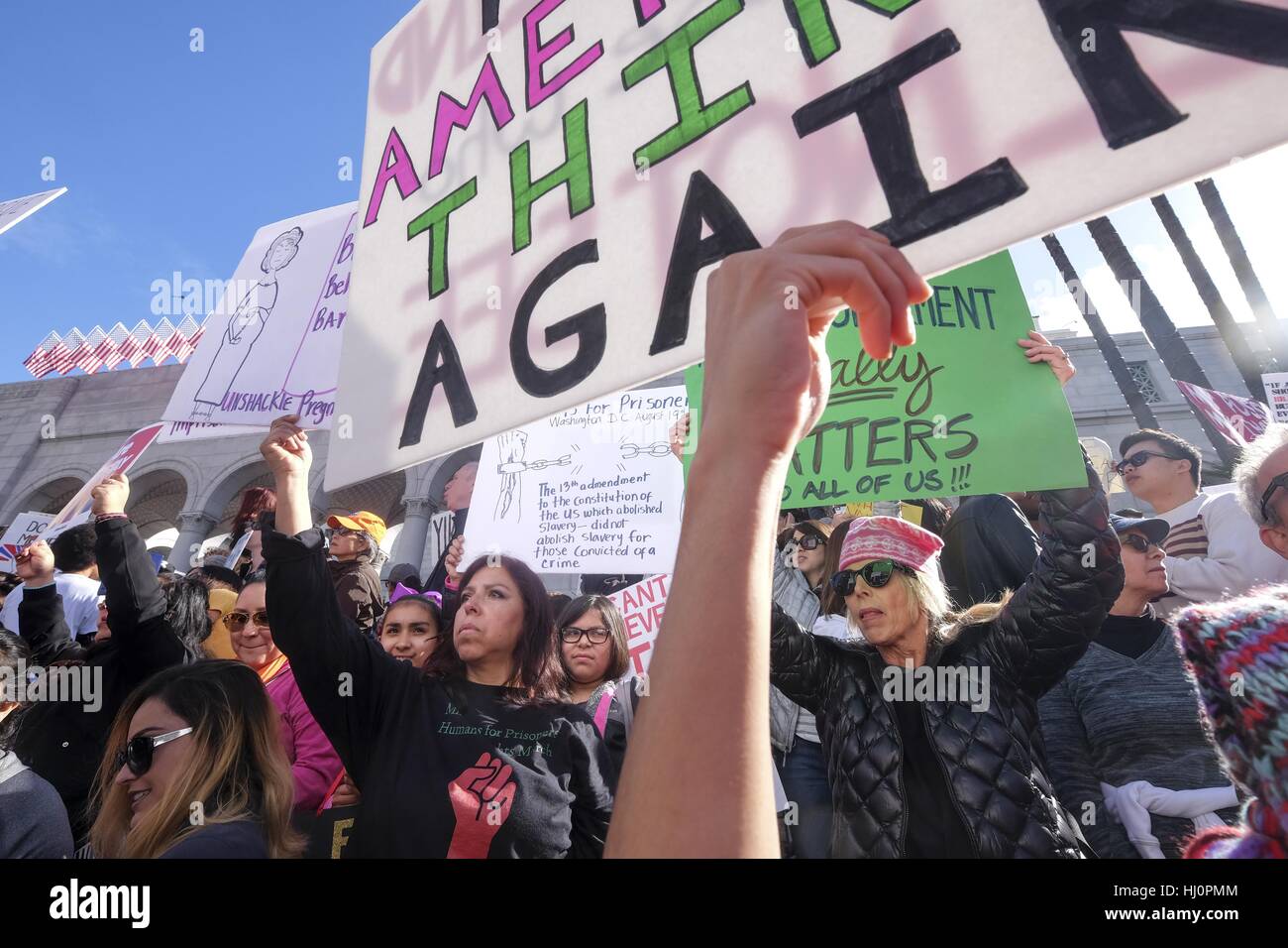 Los Angeles, USA. 21st Jan, 2017. Protesters fill the streets of ...