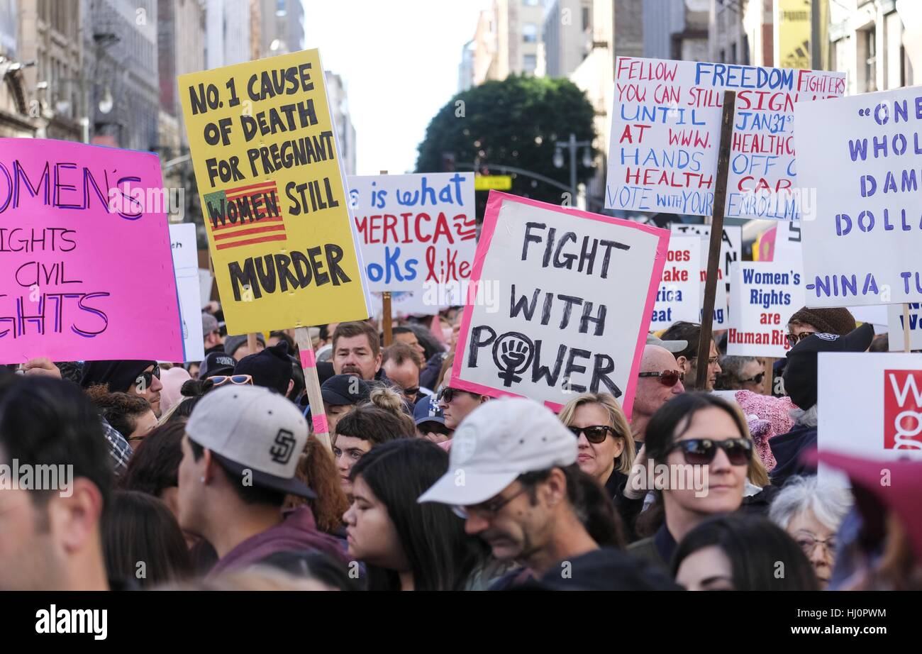 Los Angeles, USA. 21st Jan, 2017. Protesters fill the streets of ...