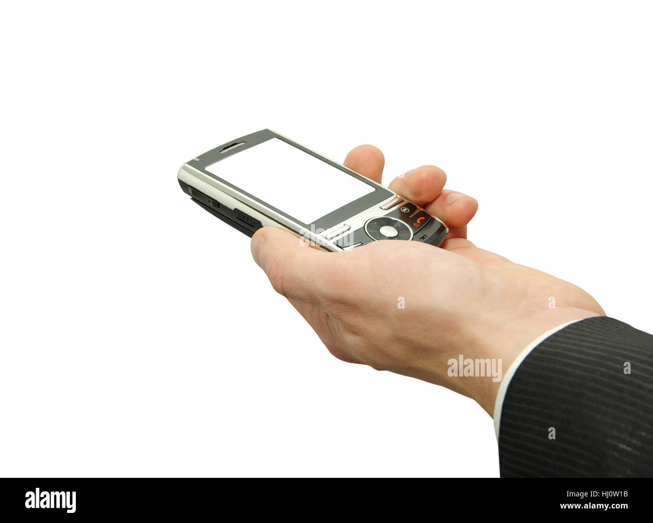 hands with smartphone isolated over white background Stock Photo - Alamy