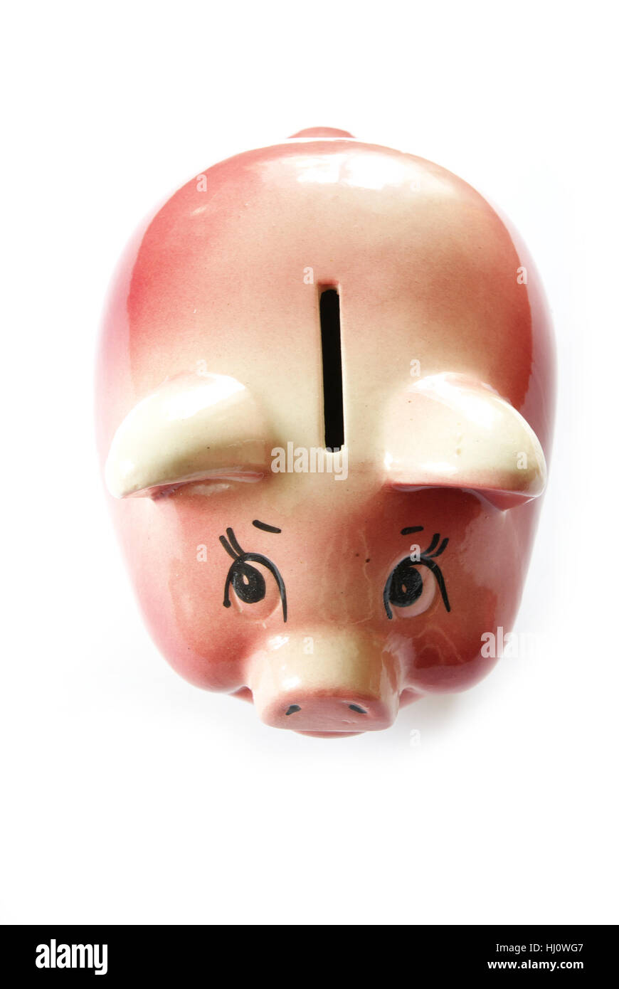 Pink piggy bank isolated on white background Stock Photo - Alamy