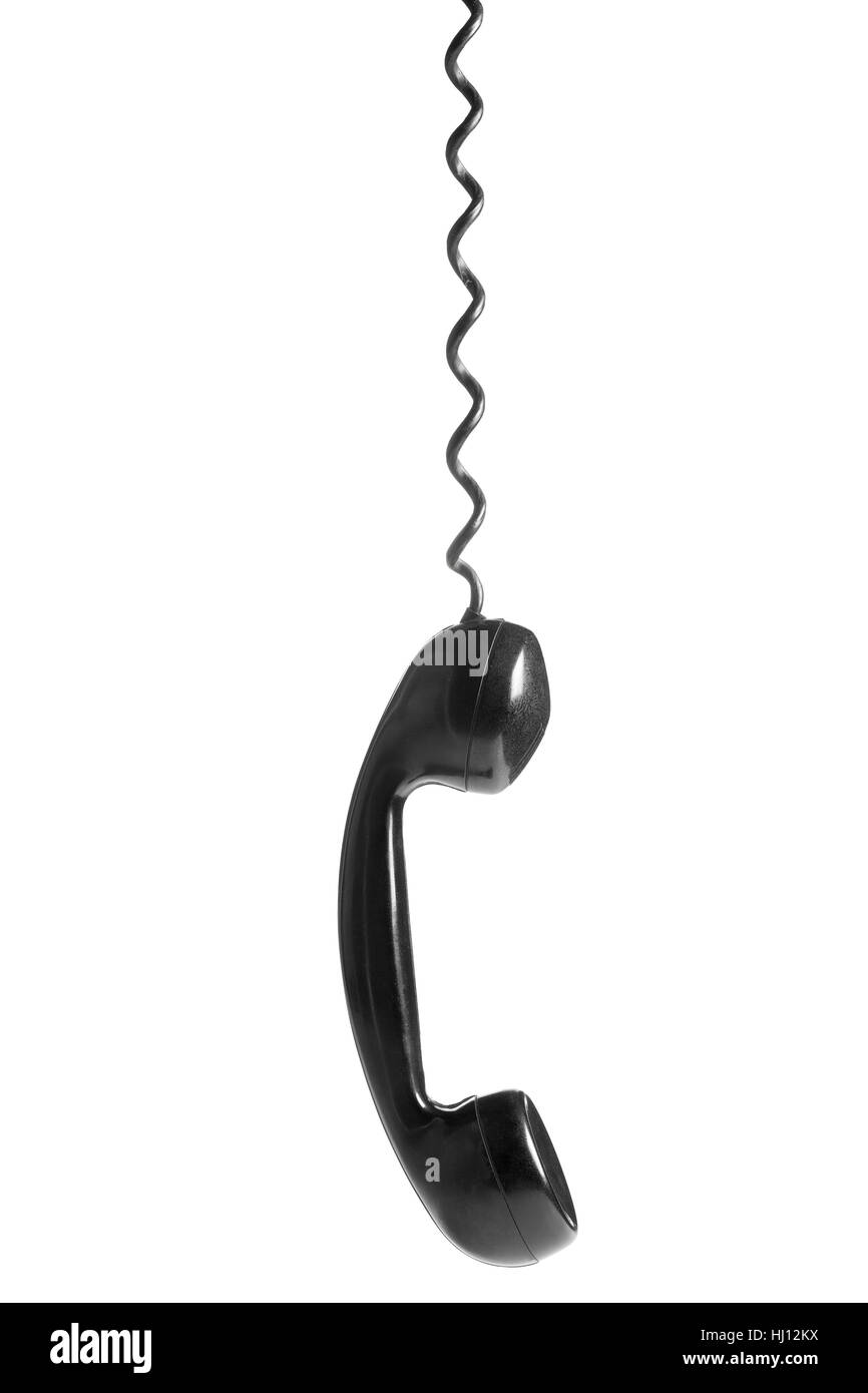 black vintage telephone handset on white background Stock Photo Alamy
