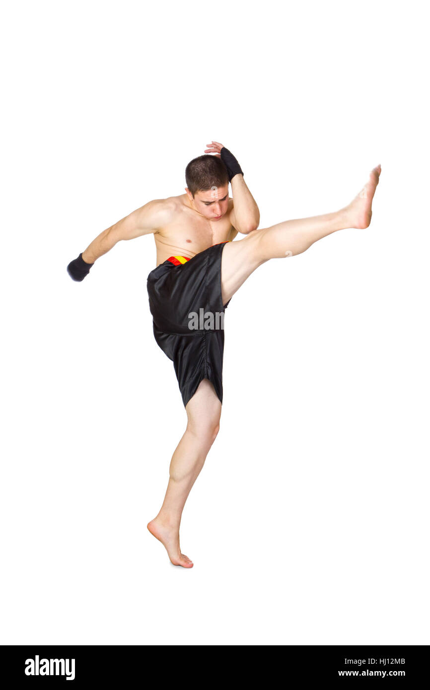 Young Kickboxer Isolated on White Stock Photo Alamy