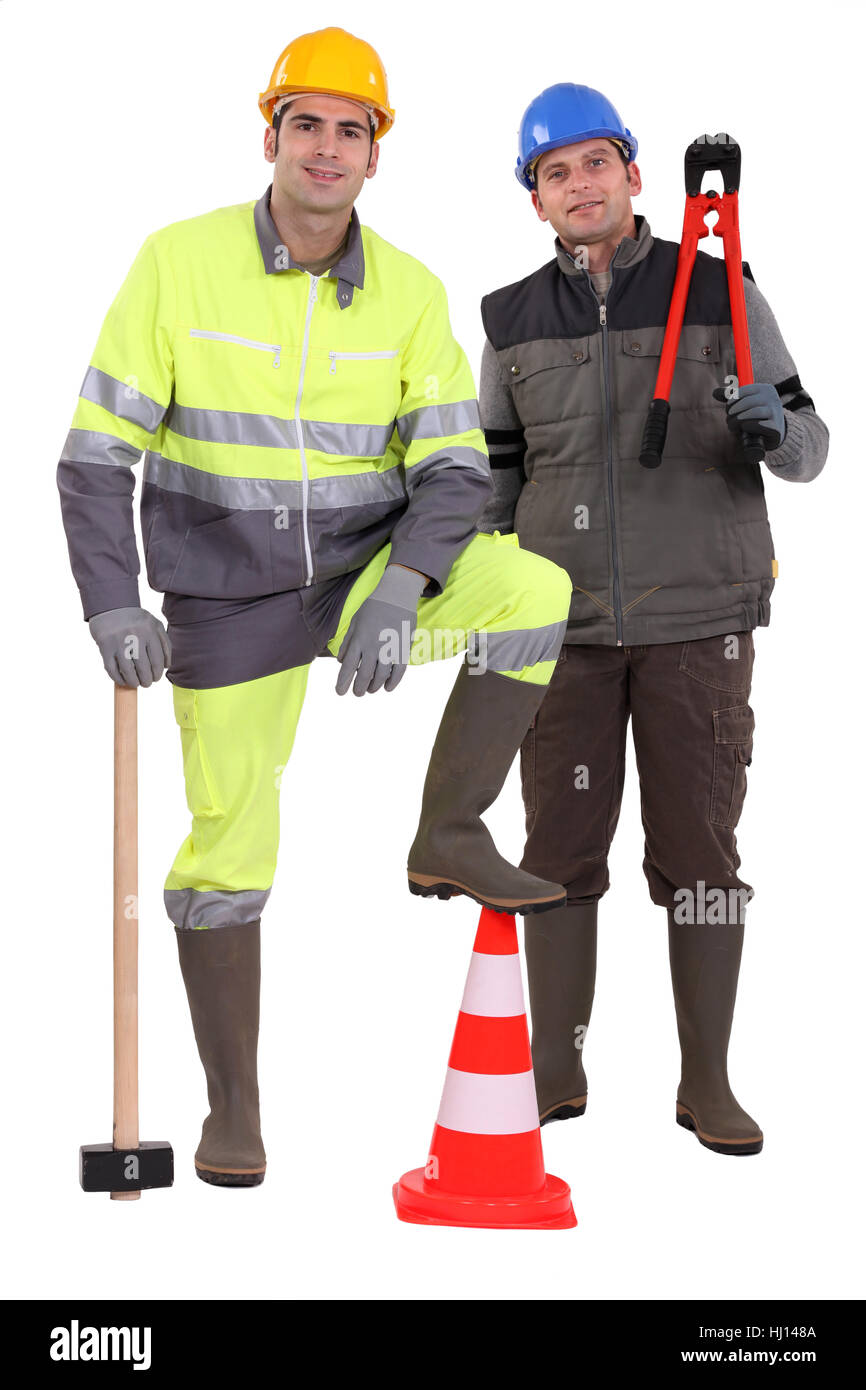 cone, clothing, colleagues, clothes, construction, controller, tools