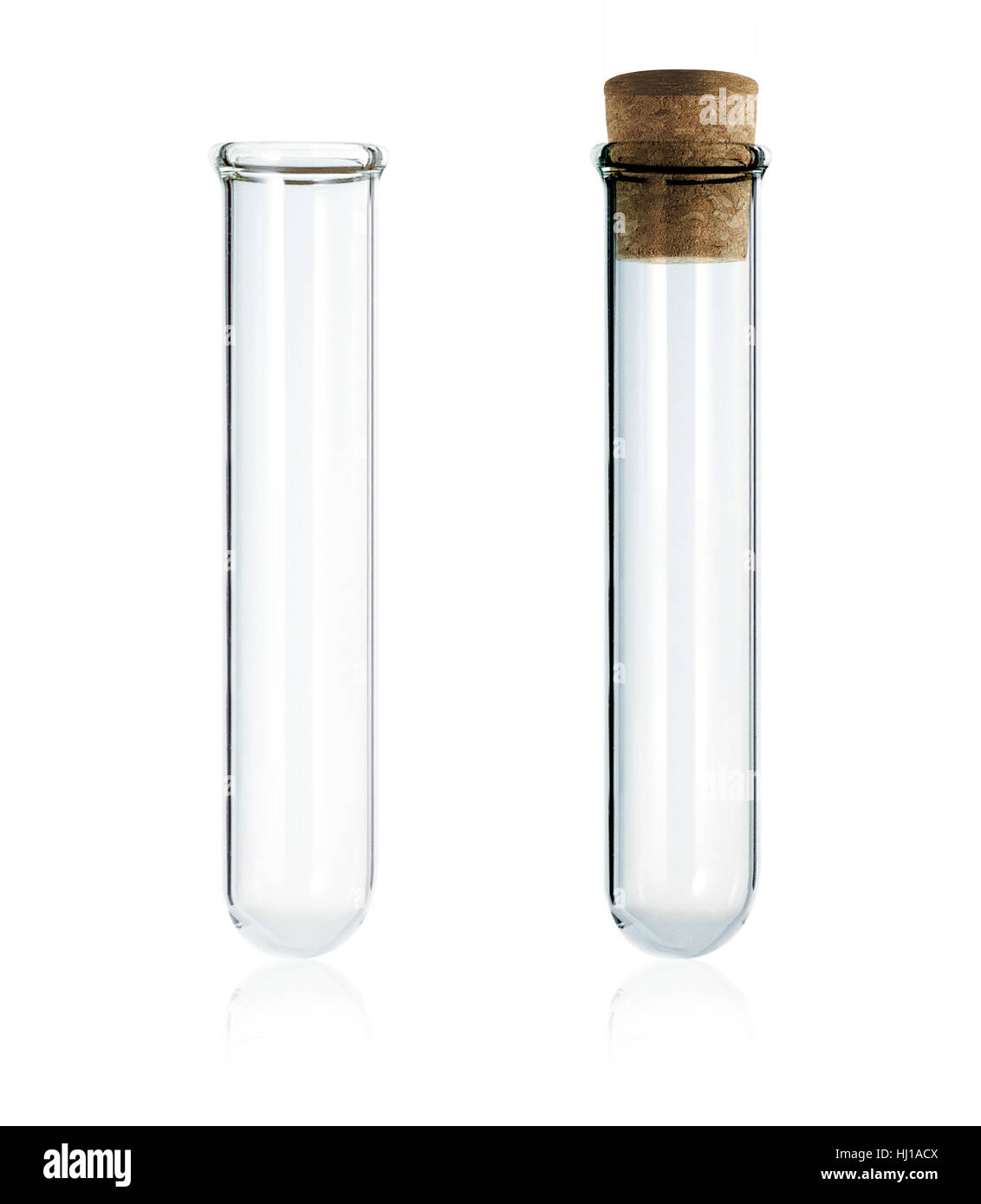 empty laboratory test tube with cork isolated on white background Stock