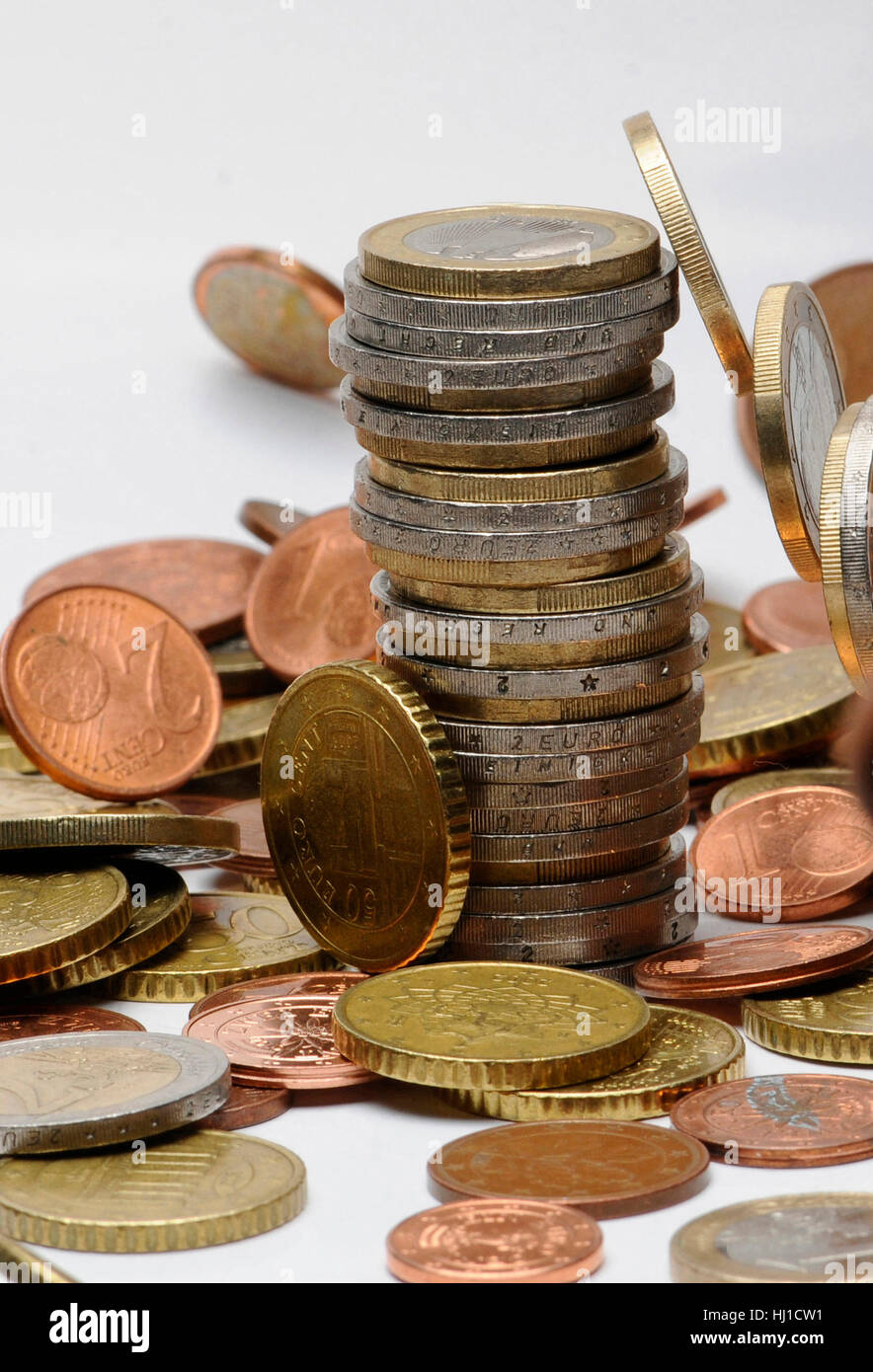 geldstabel,münze,münzen,euromünzen,euro,geld,bargeld,zahlungsmittel,finanzen Stock Photo