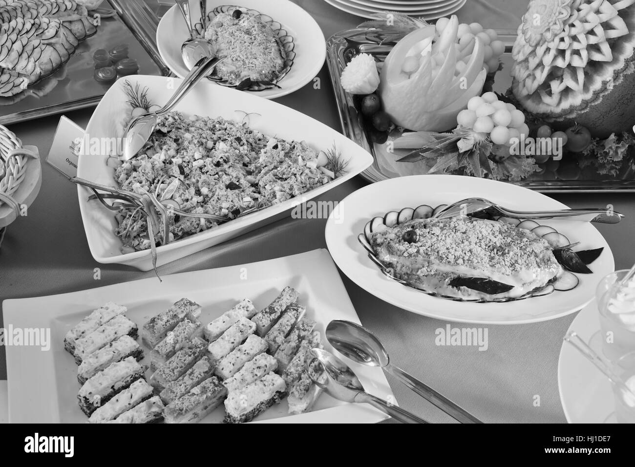 decorated Swedish table, note shallow depth of field Stock Photo