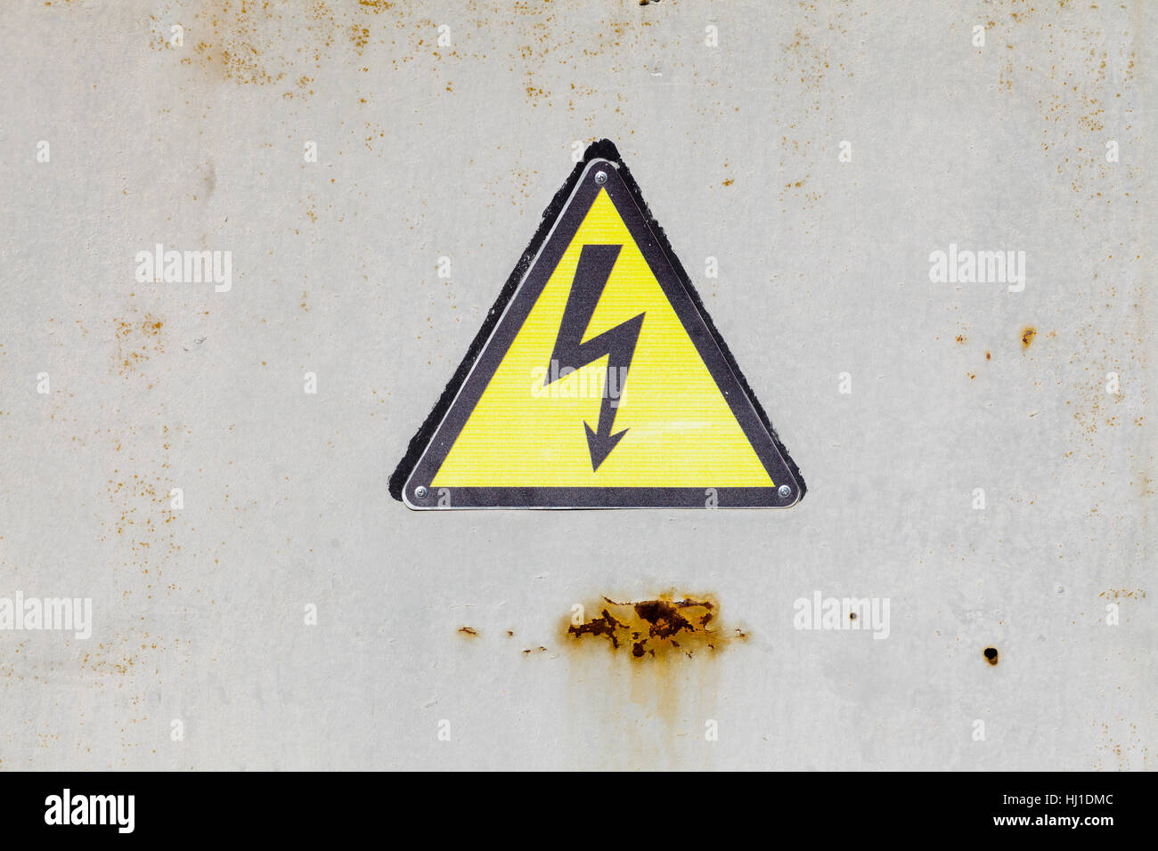 warning sign of the dangers electricity Stock Photo