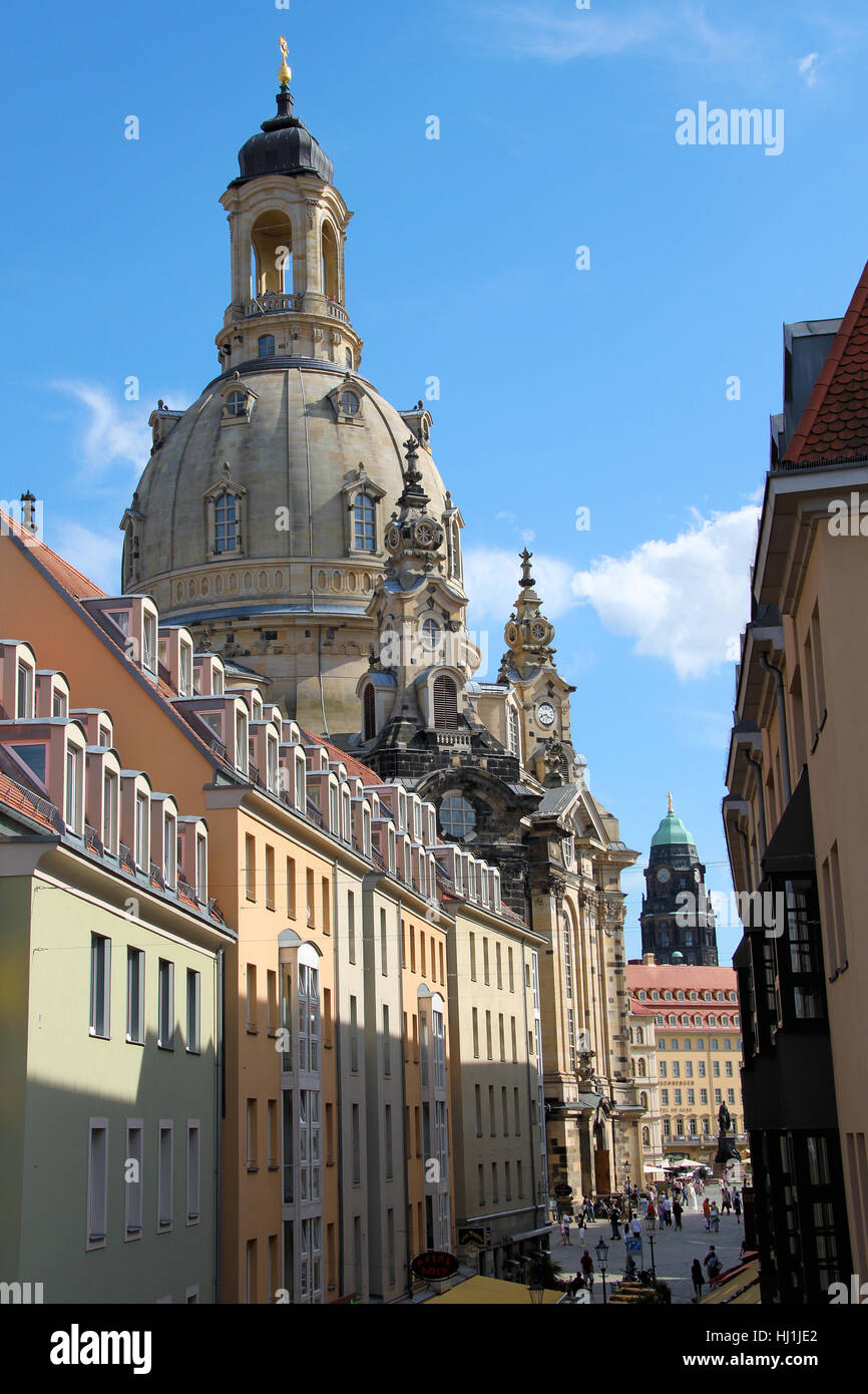 historical, church, dome, baroque, saxony, Dresden, house, building