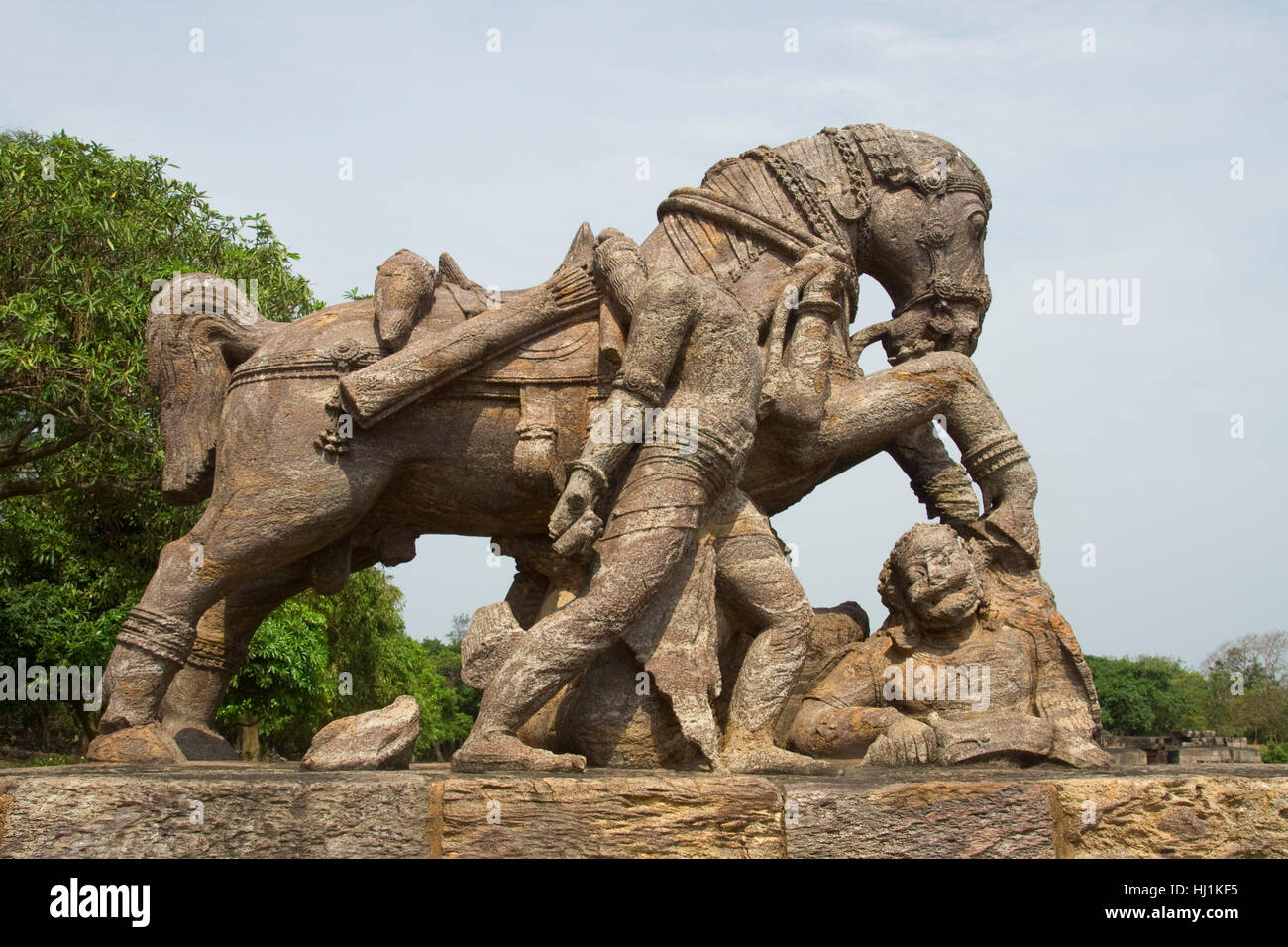 Horse sculpture at konark sun temple hires stock photography and