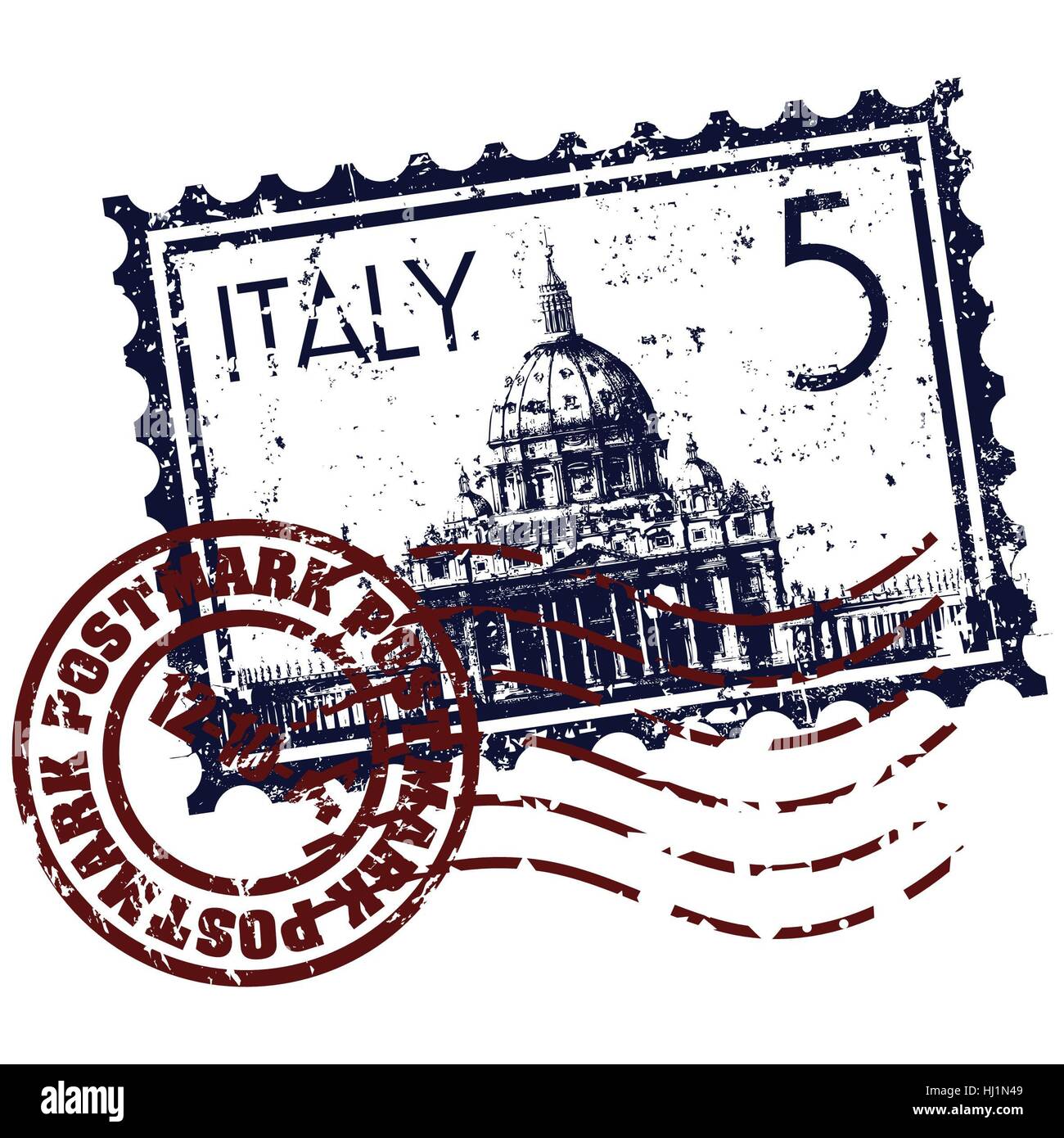 Vector illustration of single isolated Italy stamp icon Stock Photo - Alamy