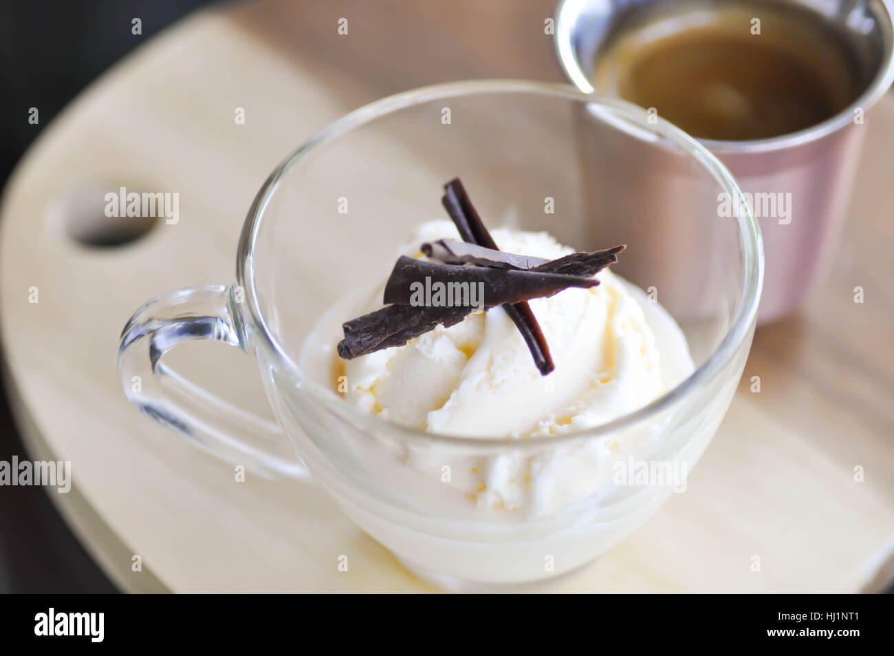 Affogato coffee with ice cream on a glass cup Stock Photo - Alamy