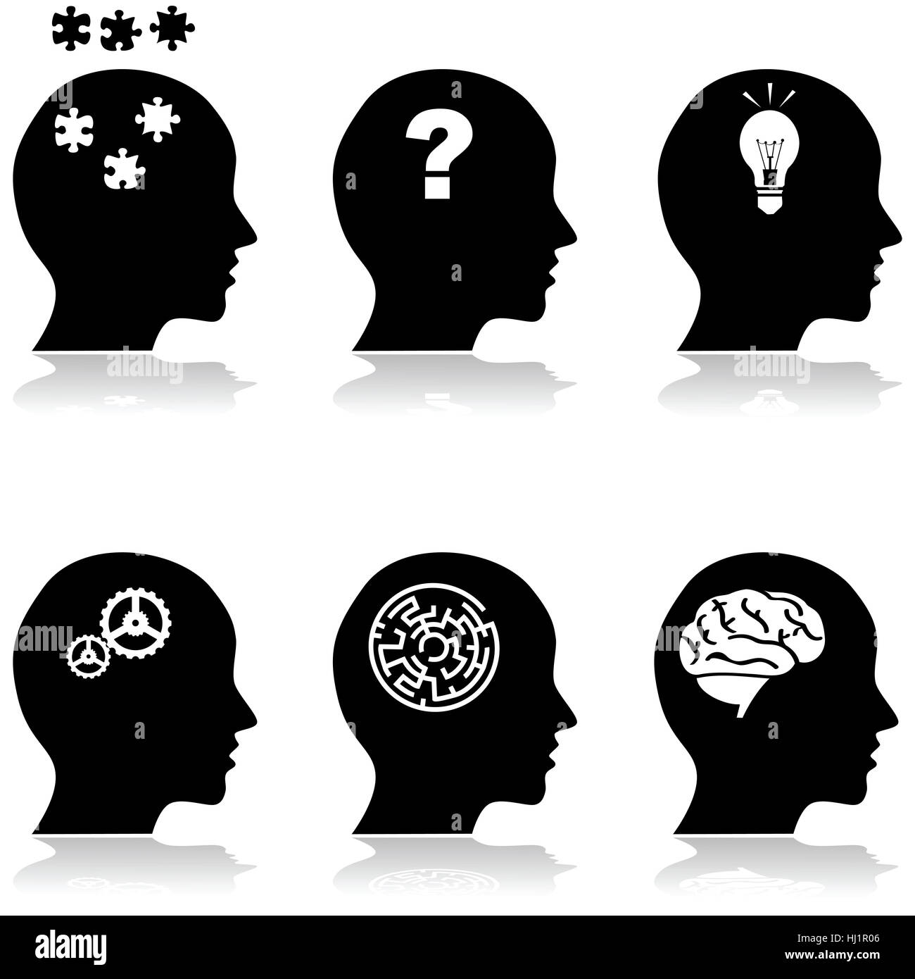 Icon illustrations showing a collection of heads with different ...