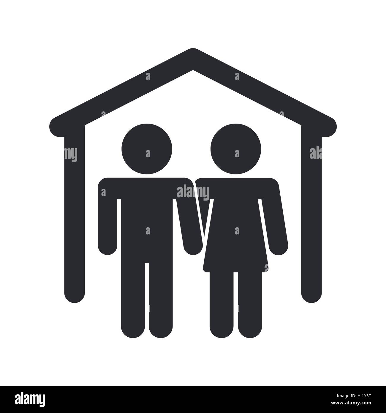 Vector illustration of single isolated home couple icon Stock Photo - Alamy