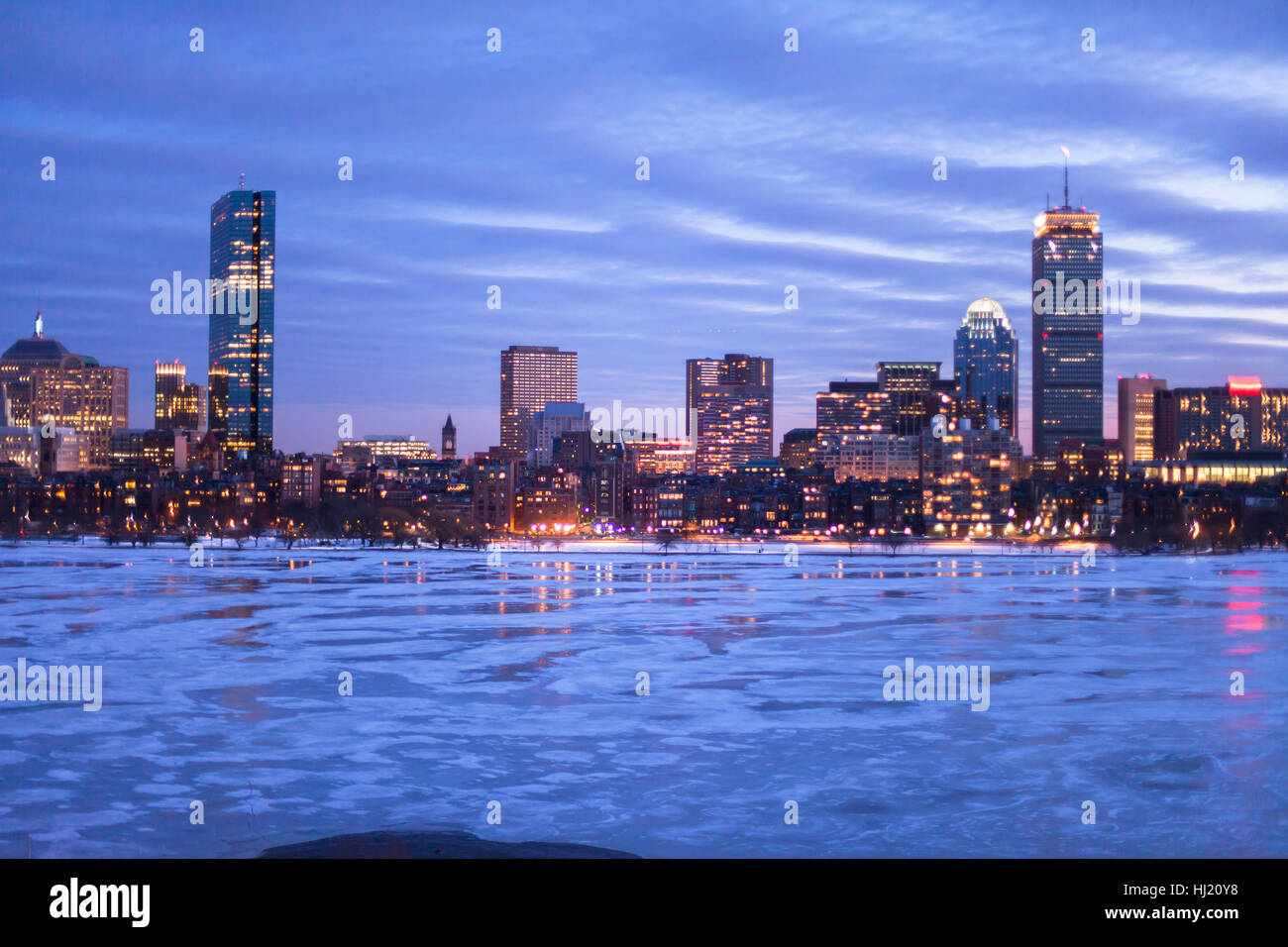 blue, tower, city, town, winter, modern, modernity, night, nighttime, lights, Stock Photo