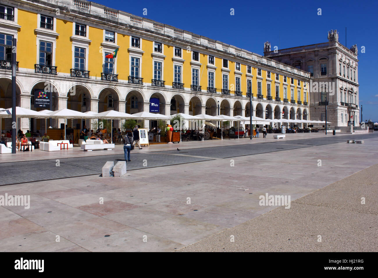 square, arcade, portugal, lisbon, building, blue, house, building