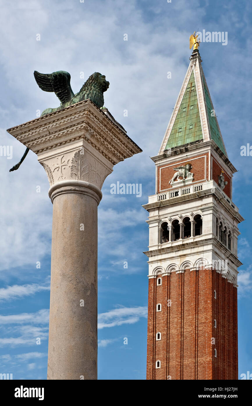 monument, statue, antique, venice, italy, blue, story, church, city, town, Stock Photo