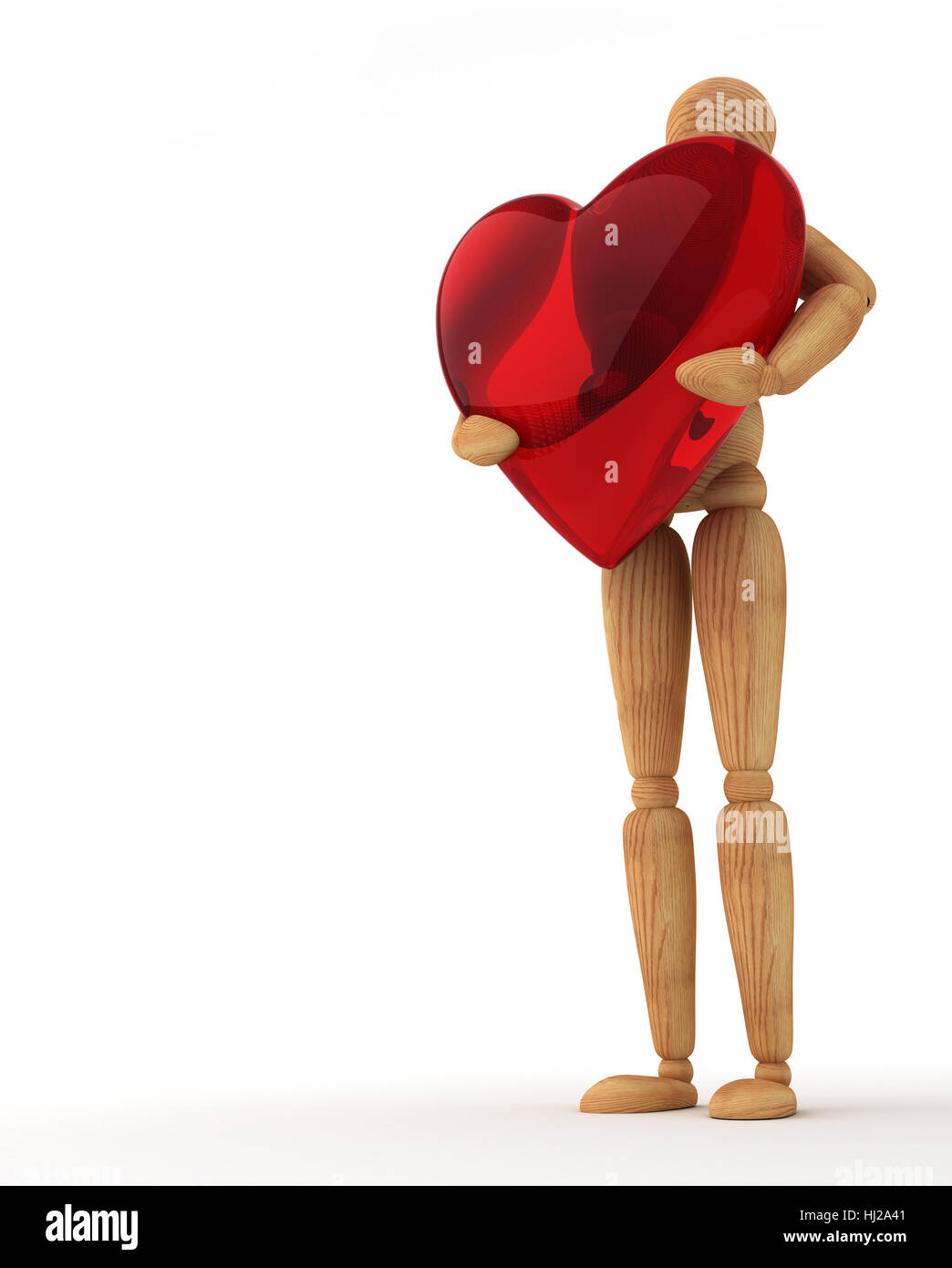 isolated, wood, standing, gift, doll, dummy, valentines day, dedication