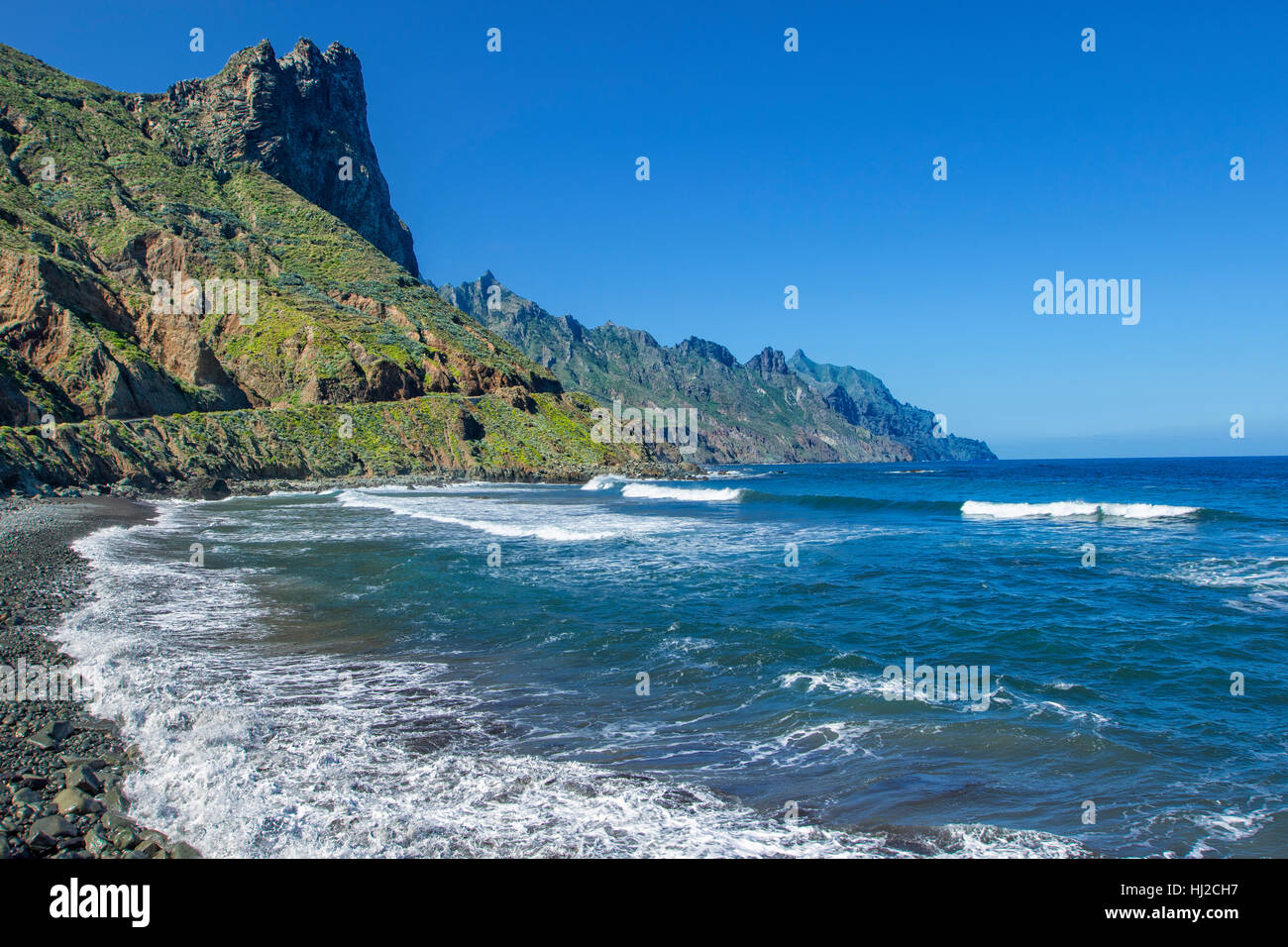 Coastline in the Anaga Rural Park in Tenerife Stock Photo
