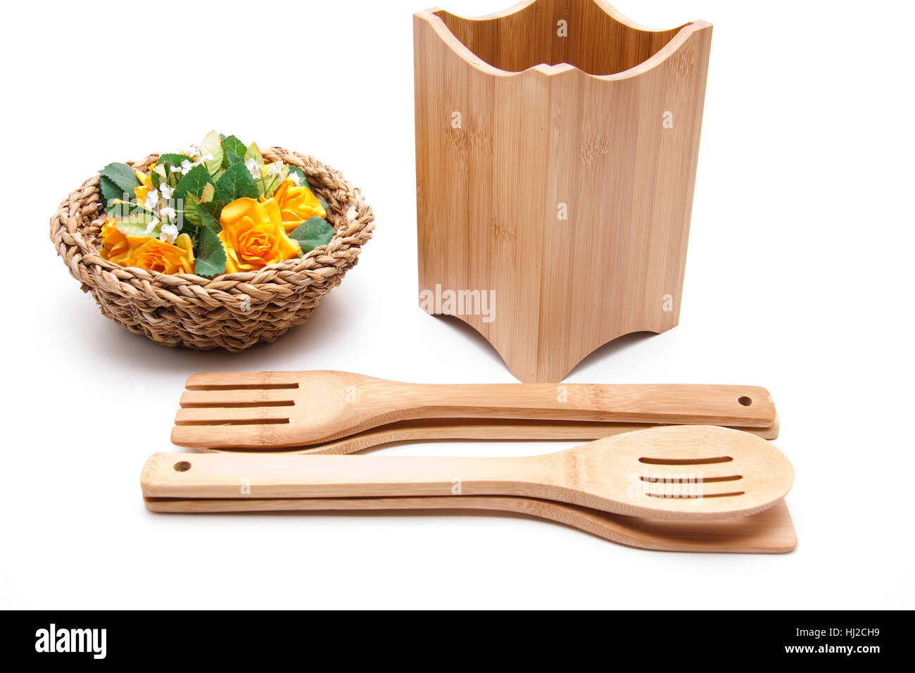 fork, wooden spoon, scraper, kitchenware, object, household, bloom, blossom, Stock Photo