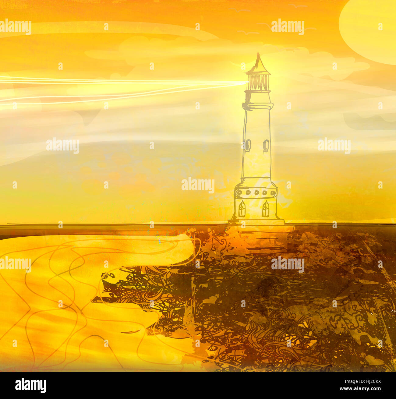 tower, navigation, poster, nautical, landscape, scenery, countryside