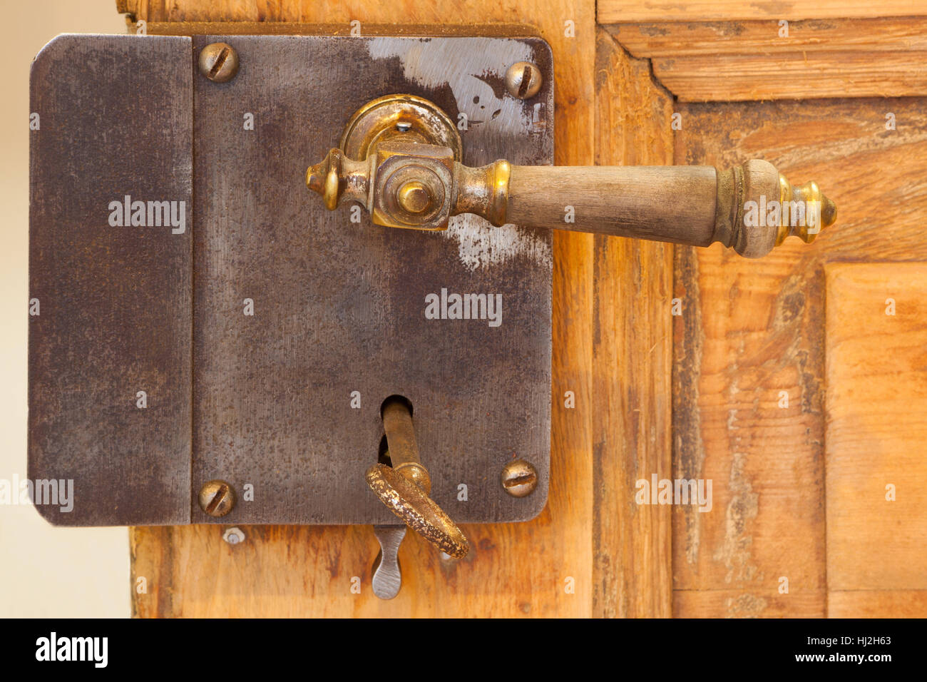 doorknob, lock, key, front door, kastenschloss, anbauschloss, aufsatzschloss, Stock Photo