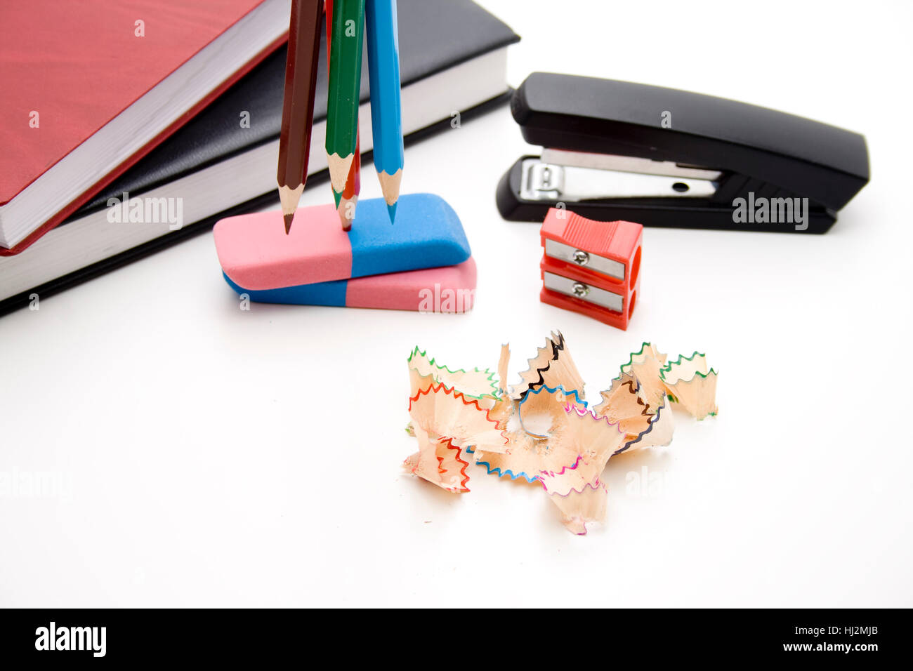 object, coloured, paint, colored pencils, draw, sharpener, eraser, notebook, Stock Photo
