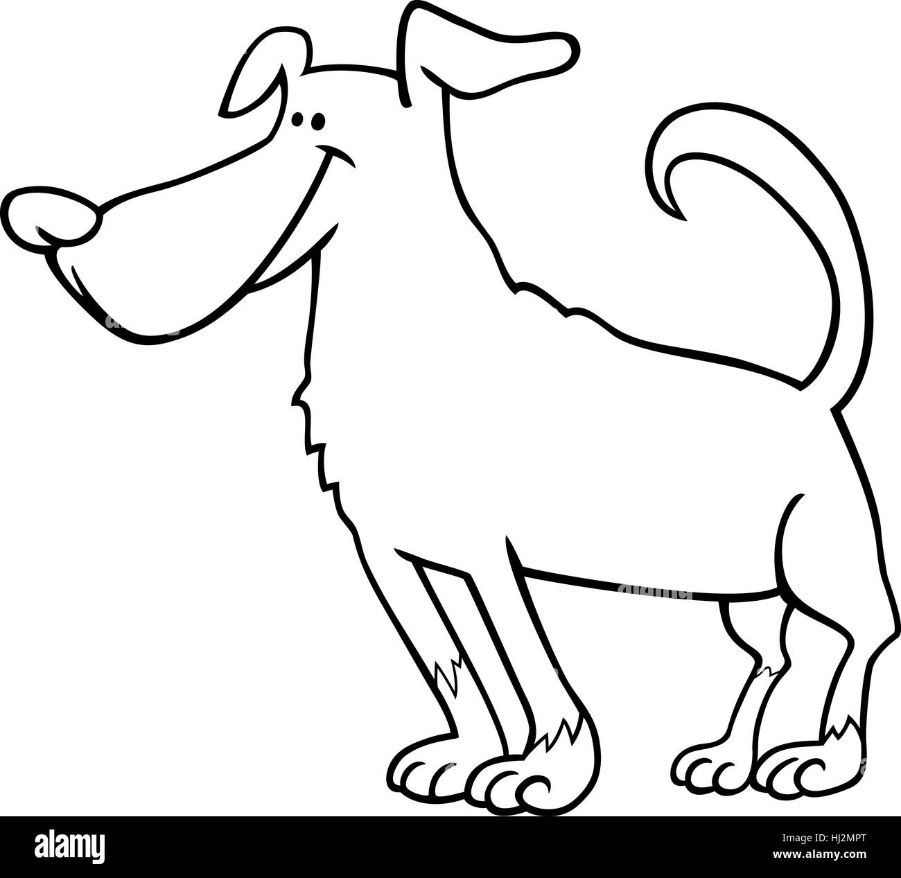 black-and-white-cartoon-illustration-of-funny-standing-dog-for-coloring