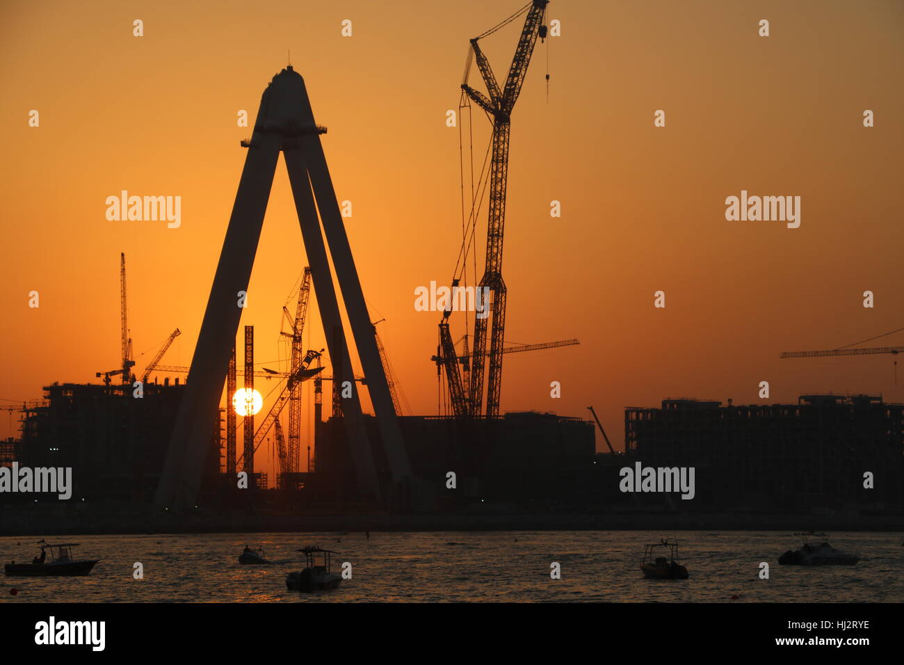 A construction site in Dubai Jumeirah Beach Residence Stock Photo