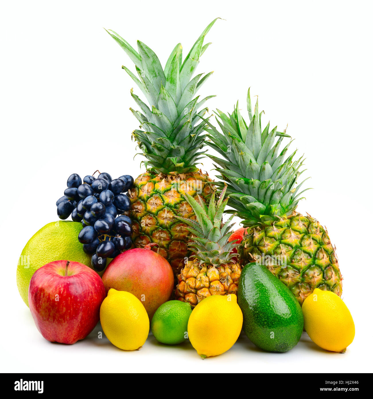 Collection juicy fruits isolated on white Stock Photo - Alamy