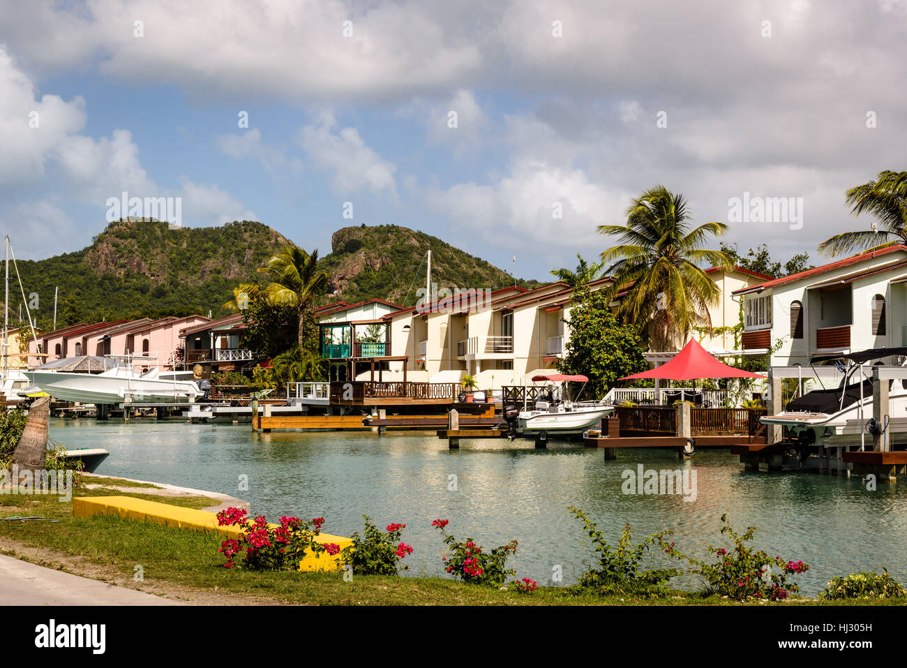Villas, Jolly Harbour Marina, Antigua Stock Photo Alamy