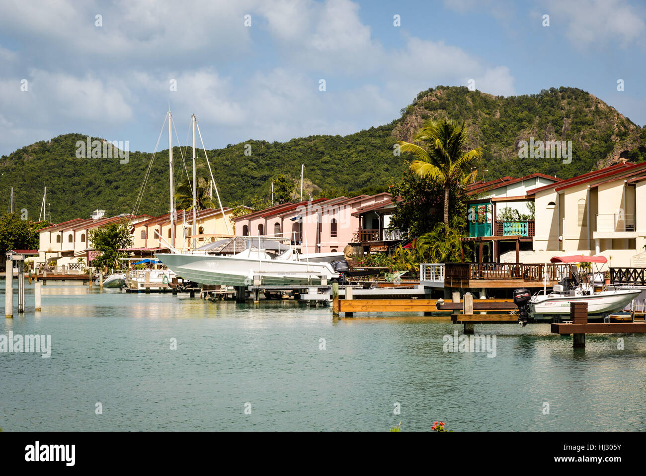 Villas, Jolly Harbour Marina, Antigua Stock Photo Alamy